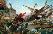 Juan Luna The Naval Battle of Lepanto of 1571 waged by Don John of Austria. Don Juan of Austria in battle, at the bow of the ship, France oil painting artist